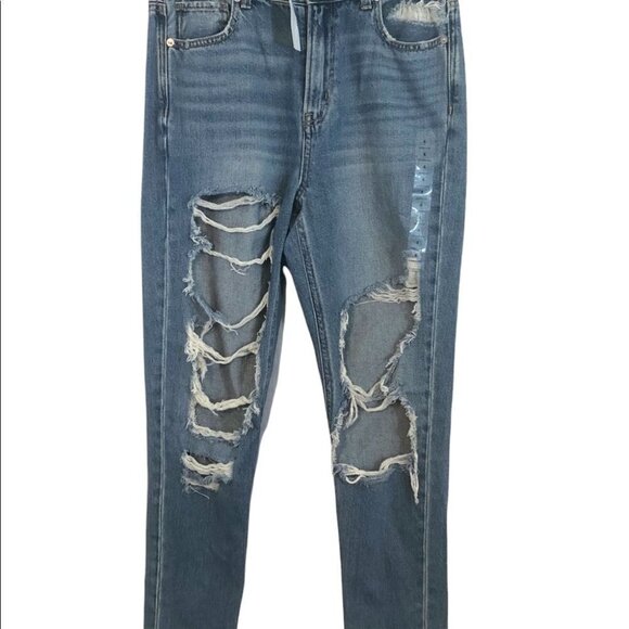 NWT American Eagle Mom  Jean #1460 Super Distessed Regular High Waisted Ladies 4 - Picture 3 of 16